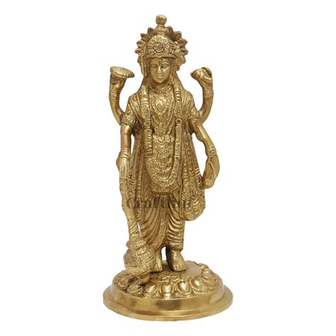 Buy CRAFTHUT Brass Lord Vishnu Idol – Handmade Narayan Statue with Club ...