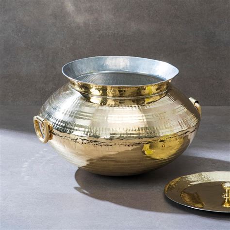 Buy P-TAL Brass Patili with Lid and Handles for Cooking Teflon Free ...