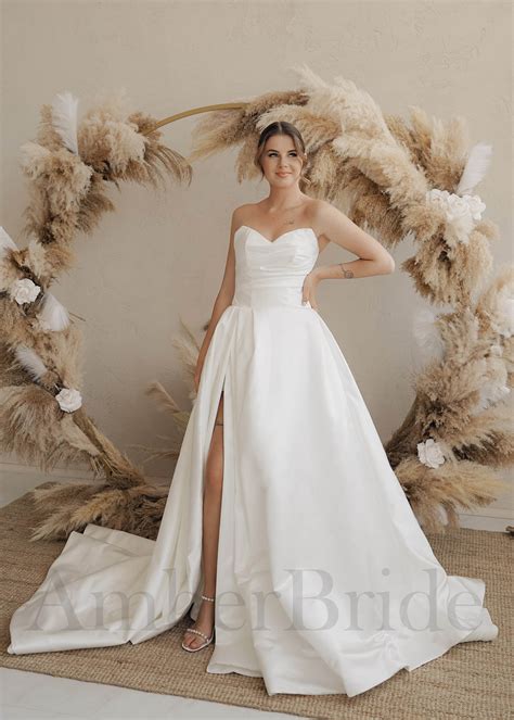 Strapless Wedding Gown With Slit
