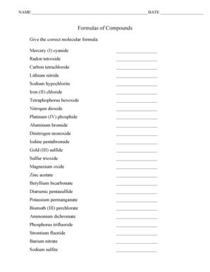 Chemistry Worksheet - Blank Fillable Template | Fill Out, Print ...