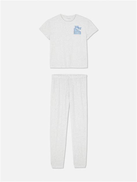 Womens Grey Printed Short Sleeve Pyjama Set | Primark