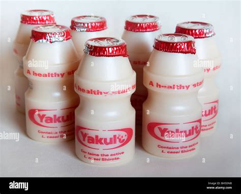 Bottles of Yakult yogurt probiotic health drink Stock Photo - Alamy