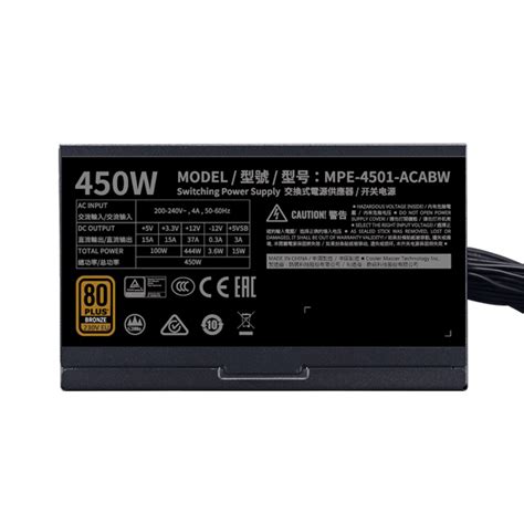 Buy Cooler Master MWE 450 V2 Bronze PSU