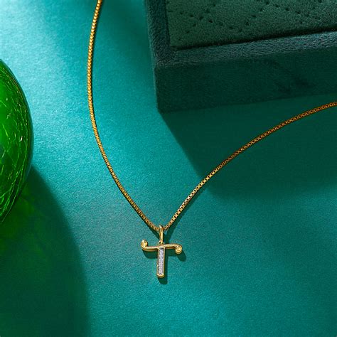 Buy Letter T Yellow Gold Diamond Casual Pendant Online at Best Price in ...