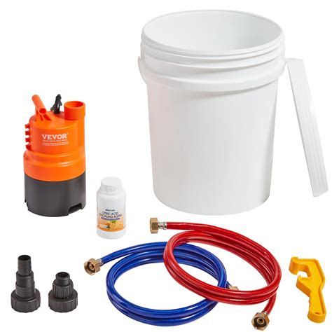 VEVOR Tankless Water Heater Flushing Kit, Includes Efficient Pump & 5 Gallon Pail & 2 Hoses ...