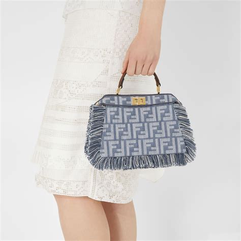 Peekaboo ISeeU Petite Tissu Bleu | Fendi