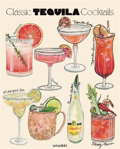 Classic Tequila Cocktails Chart Art Print | Drinkar, Hantverk, Gör det ...