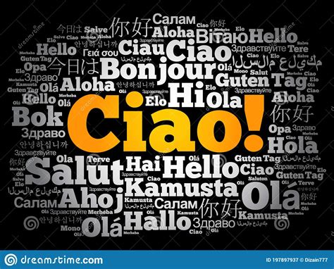 Ciao Hello Greeting in Italian Word Cloud Stock Illustration ...