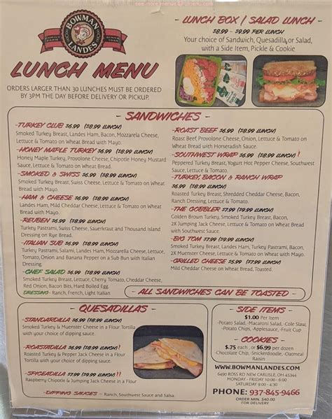 Online Menu of Bowman & Landes Turkeys Farm Market Restaurant, New ...