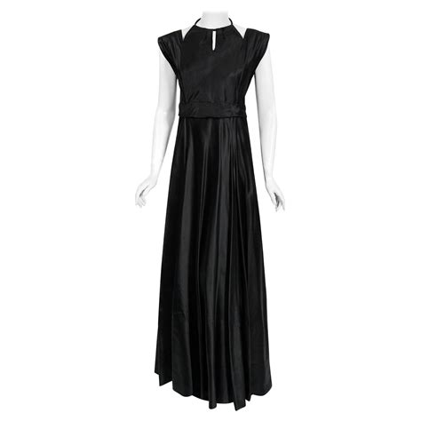 1940's Marcelle Dormoy French Couture Black Silk Cut-Outs Low Back ...