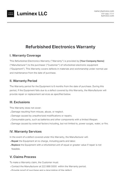 Free One Year Workmanship Warranty Template to Edit Online
