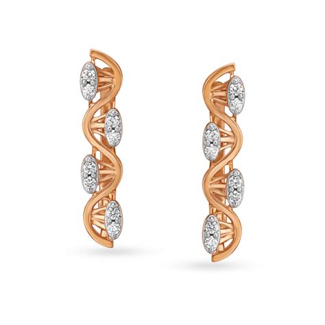 Wavy Pattern Diamond Hoop Earrings