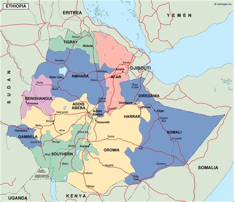 ethiopia political map. Vector Eps maps. Eps Illustrator Map | Vector World Maps