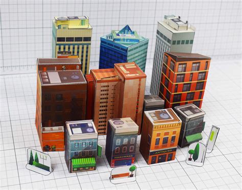 Printable 3D Paper City Buildings Template - Campaign Planning Template