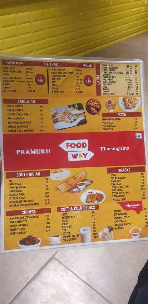 Menu at Pramukh Food way, India