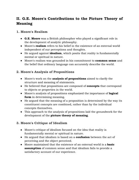 SOLUTION: Picture theory of meaning moore russell and early ...