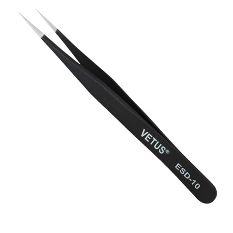 Vetus Anti-static SMD Black Tweezer ESD-10 Stainless Steel – Robocraze