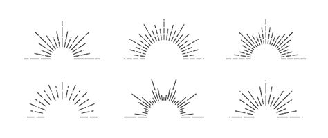 Premium Vector | Half sunburst frame set Sunrise and sunset symbols ...
