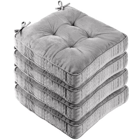 Qunclay 4 Pcs Floor Sitting Cushions 18 x 18 Inches Chairs Seat Pillows Outdoor Square Soft ...