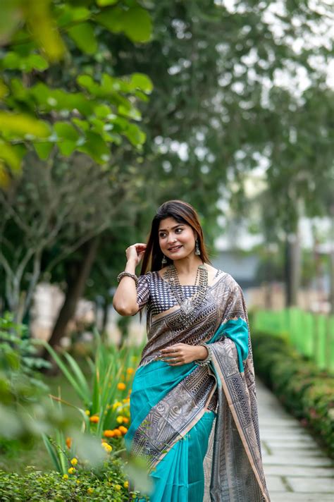 Teal Madhubani Print Tusar Silk Saree for Women | Elegant – Kalyanja