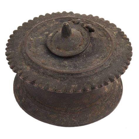 Round Brass Ink Storage Box Or Pot