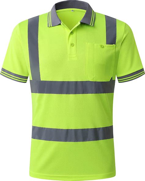 Hi-Vis Safety Polo Shirt, High Visibility Construction Work Shirt with ...