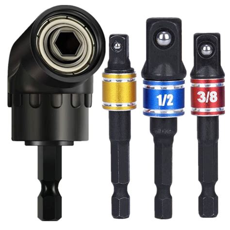 Impact Grade Driver Sockets Adapter Extension Set Drill Bit+Right Angle ...