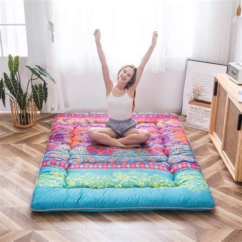 MAXYOYO Bohemian Futon Floor Mattress Boho Floral Style Japanese Futon ...