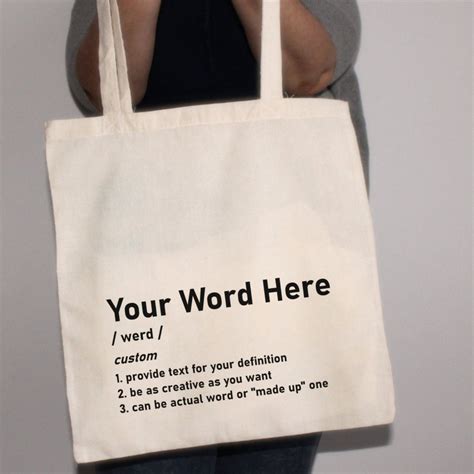 Custom Definition Tote Bag Canvas Market Bag Library Book - Etsy