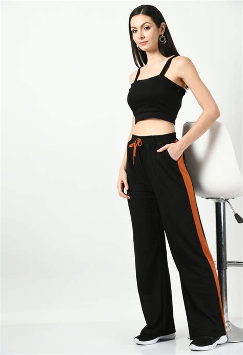 Rust Panel Black Wide Leg Joggers – Fragancia