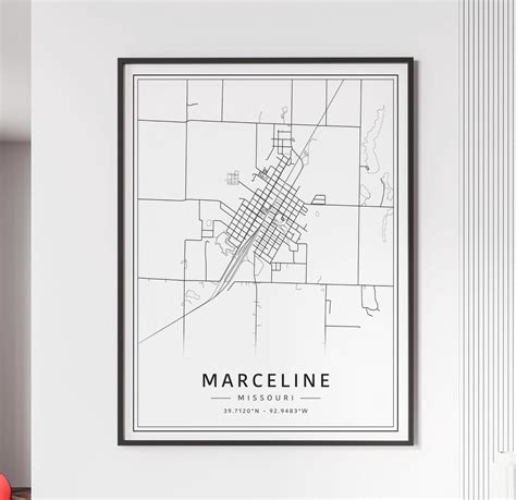 Marceline MO Street Map Print | Acrylic Glass Marceline City Map Print ...