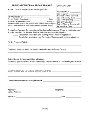 Fillable Online Board of Zoning Appeals Application for Variance Fax ...
