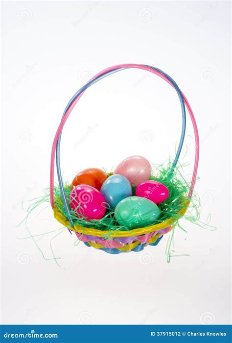 Small Easter Basket with Six Plastic Eggs Stock Photo - Image of games ...