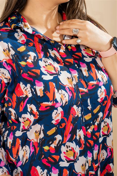 Tulip Flowers Navy Tunic