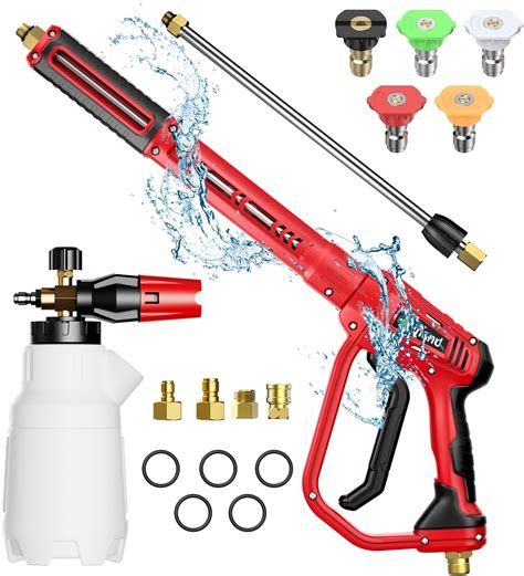 Amazon.com: Pressure Washer Gun with Extension Wand and Foam Cannon,Power Washer Gun 5pcs Nozzle ...