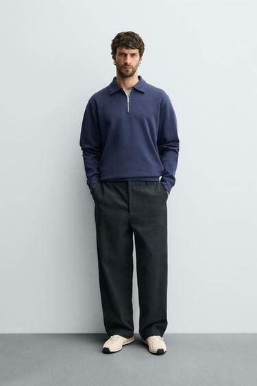 INTERLOCK QUARTER ZIP POLO SHIRT - Bluish | ZARA India