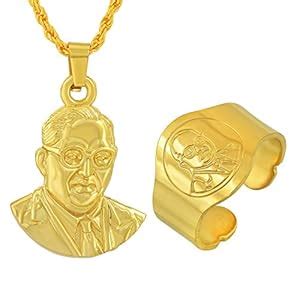 Memoir Brass Gold Plated Babasaheb Bhimrao Ambedkar Pendant and Finger ...