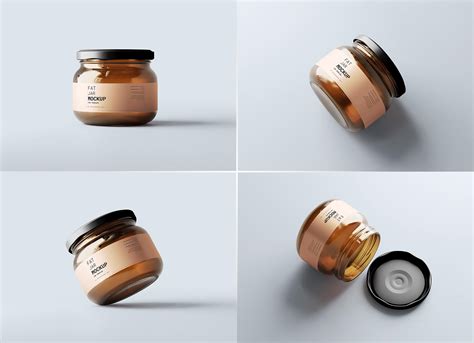 5 Free Fat Amber Glass Jar Mockup PSD Files - Good Mockups