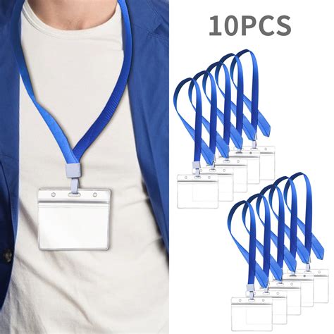XEOVHV Lanyard with Waterproof ID Card Holder, 10Pcs Clear Plastic ...