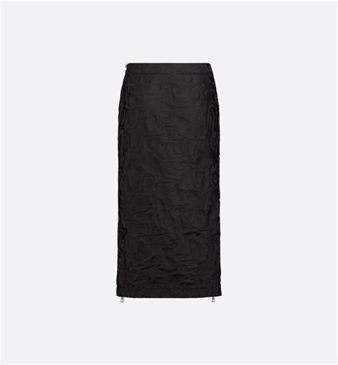 Mid-Length Straight Skirt Black Technical Moiré | DIOR