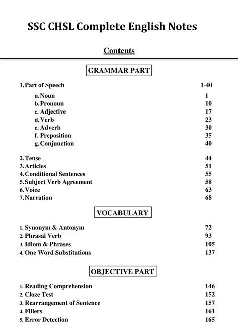law and company secratary - Contents SSC CHSL Complete English Notes ...