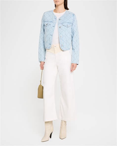 PAIGE Jayla Quilted Crop Denim Jacket | Neiman Marcus