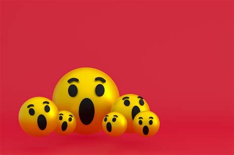 Uau ícone reações do Facebook emoji 3d render, símbolo de balão de ...