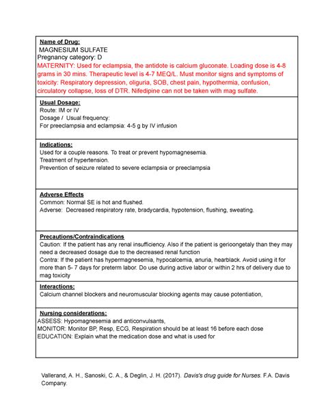 Magnesium Sulfate -2 - med cards - Name of Drug: MAGNESIUM SULFATE ...