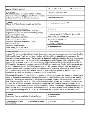 Fillable Online ltrc lsu Report No. FHWA/LA.06/407 Modeling Hurricane ...