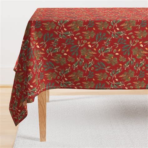 Holiday Woodland Tablecloth Vintage Holly by Utart Red and Green ...