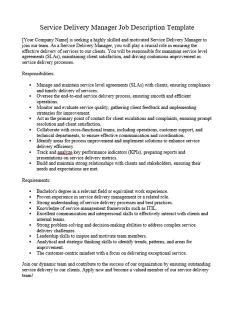 Image result for Service Delivery Manager