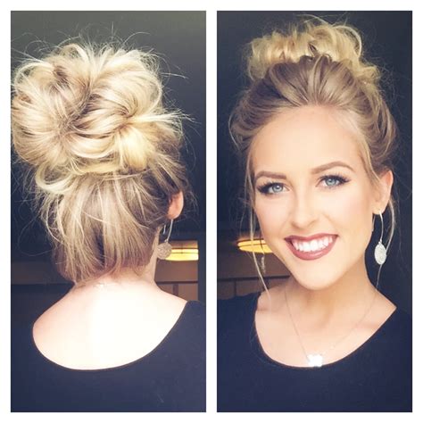 CUTE MESSY BUN | Less than 5 min | Medium hair styles, Hair styles ...
