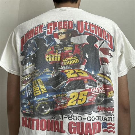 Vintage Casey Mears 2000s Nascar Graphics White Tee... - Depop