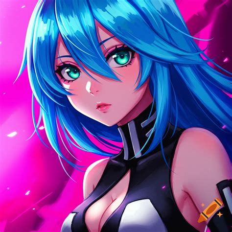 Dark Blue Haired Anime Girl With Headphones